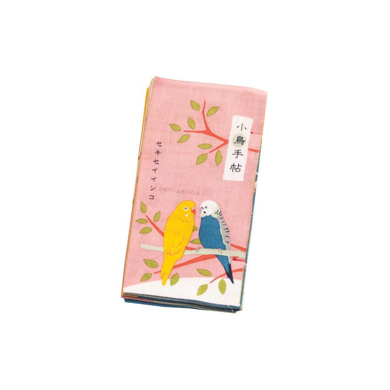 Serviette de toilette en coton, TENUGUI, Petits oiseaux