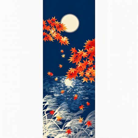 Cotton hand towel, TENUGUI, Autumn moonlight