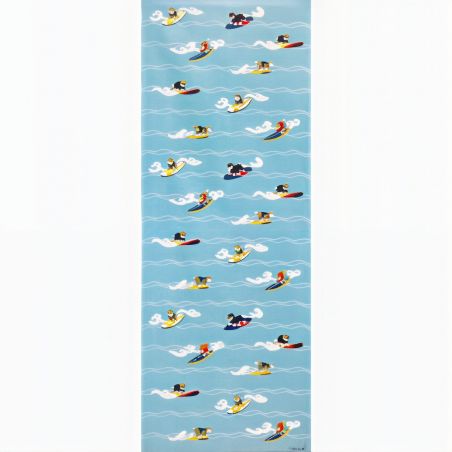 Cotton towel, TENUGUI, Shiba dogs surfing