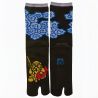 Japanische Tabi-Socken, Ebisu, japanische Gottheit der Fischer, schwarz, 25-28 cm