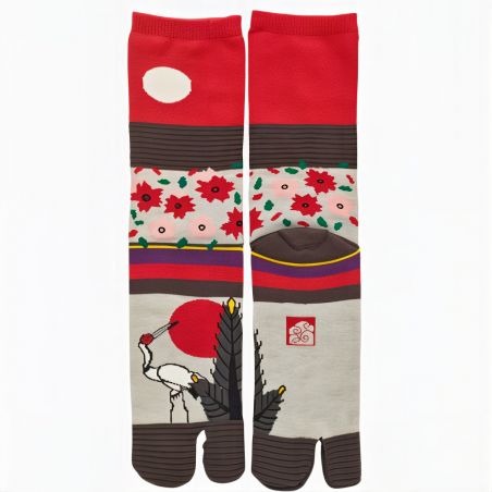 Calcetines tabi japoneses, grulla HANAFUDA, 25-28cm