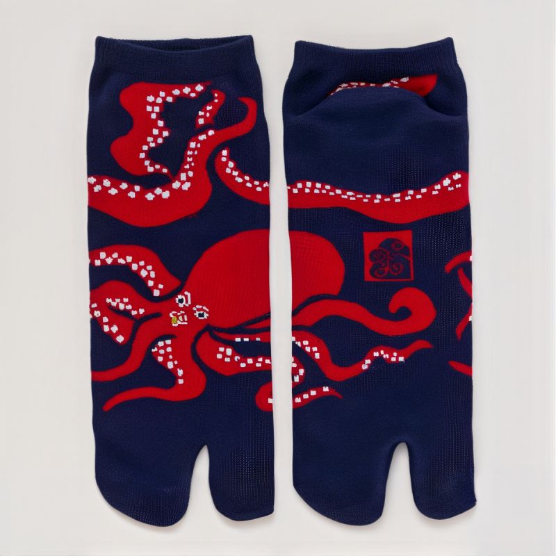 Japanese Tabi Socks, Octopus, TAKO, Blue, 25-28cm