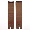 Japanese tabi socks, NEKO, cat, brown, 25-28cm