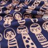 Serviette à main en coton, Kokeshi, bleu