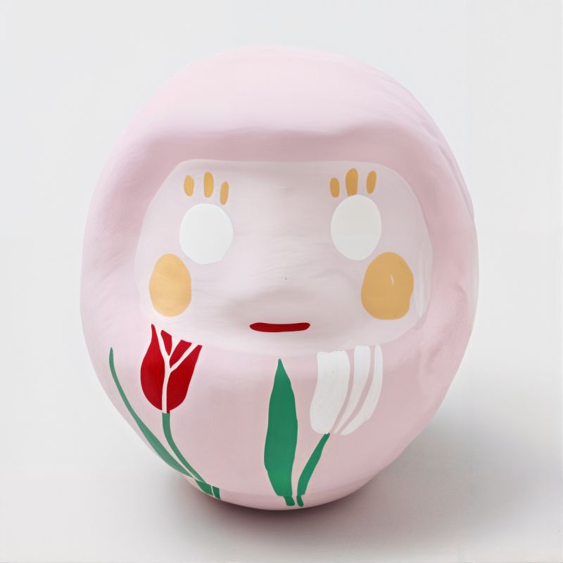 Japanische Puppe, DARUMA, rosa, Schleierkraut „Dankbarkeit“, Danke