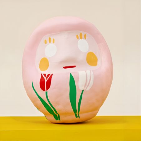 Japanische Puppe, DARUMA, rosa, Schleierkraut „Dankbarkeit“, Danke