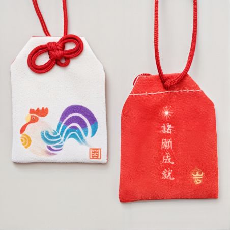 Amulette japonaise Omamori - signe zodiaque chinois du Coq