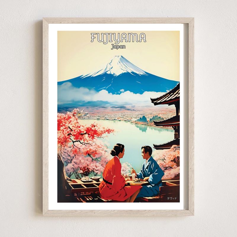 Póster japonés / ilustración. "FUJIYAMA"Monte Fuji, by ダヴィッド