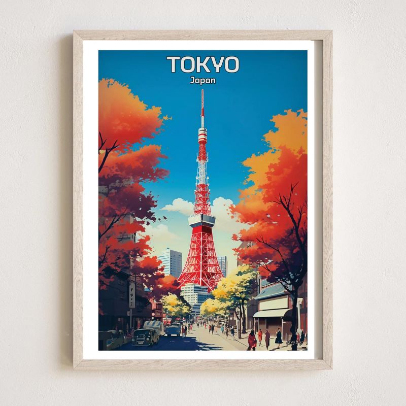 affiche / illustration japonaises "TOKYO" la tour de Tokyo , by ダヴィッド