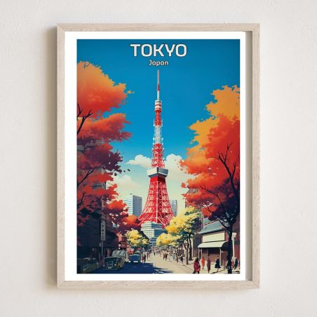 affiche / illustration japonaises "TOKYO" la tour de Tokyo , by ダヴィッド