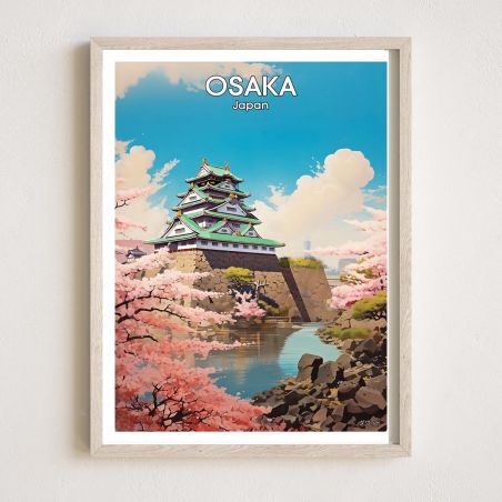 Japanisches Poster / Illustration „OSAKA“-Burg von Osaka, by ダヴィッド