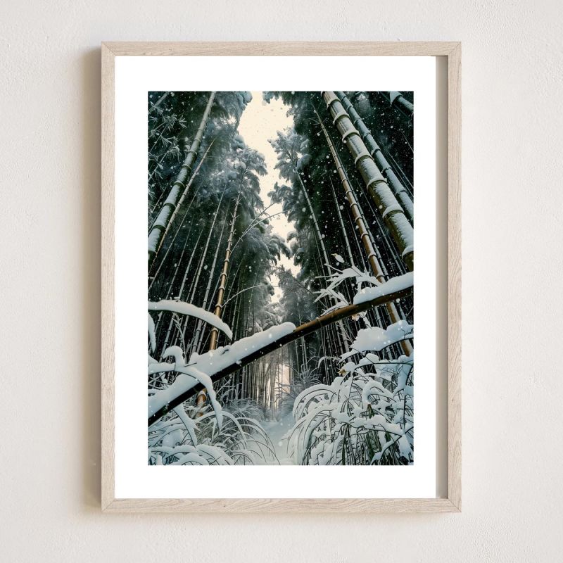 Illustrazione giapponese "YUKI TAKE" neve nella foresta di bambù, di ダヴィッド