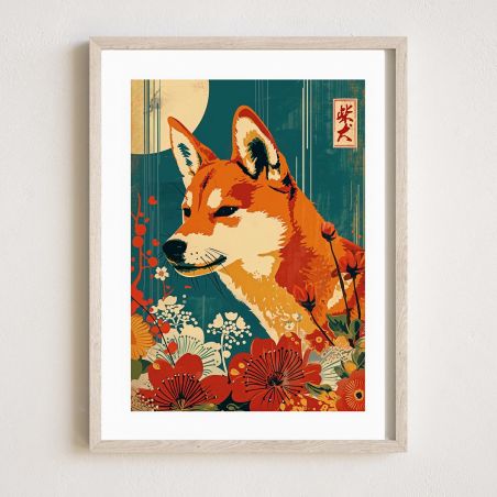 Japanische Illustration „SHIBA“, japanisches Shiba Inu, von ダヴィッド