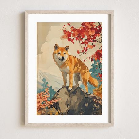 Ilustración japonesa "SHIBA 2", shiba inu japonés, por ダヴィッド