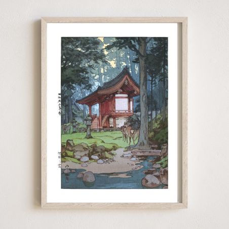 Reproduction d'estampe japonaise,Un sanctuaire forestier, Shinrin no miya, YOSHIDA HIROSHI