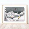 Japanese print, Hiroshige Utagawa, Night snow in Kambara