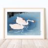 Japanese print, Two swans, OHARA KOSON