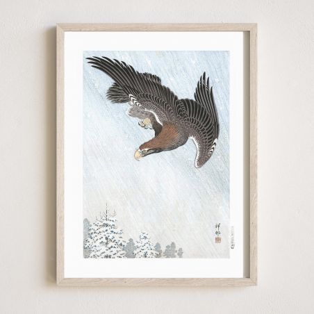 Reproduction d'estampe japonaise, Un aigle 2, OHARA KOSON