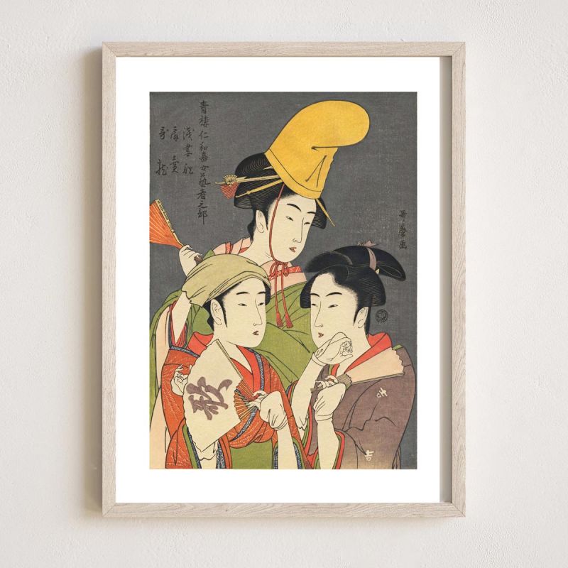 Reproduction of Japanese print, UTAMARO, the 3 ladies