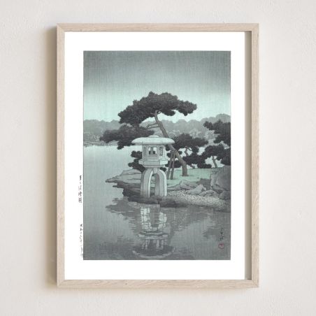 Kawase Hasui Print Reproduction, Moon Over Kiyosumi Garden, Tsuki no Kiyosumien