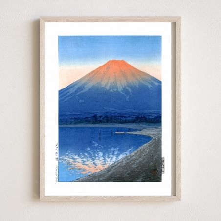 Reproducción impresa de Kawase Hasui, Daylight over Lake Yamanaka, Yamanakako no akatsuki