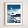 Print reproduction by Kawase Hasui, Spring Snow at Kiyomizu Temple in Kyoto, Haru no yuki, Kyo no Kiyomizu