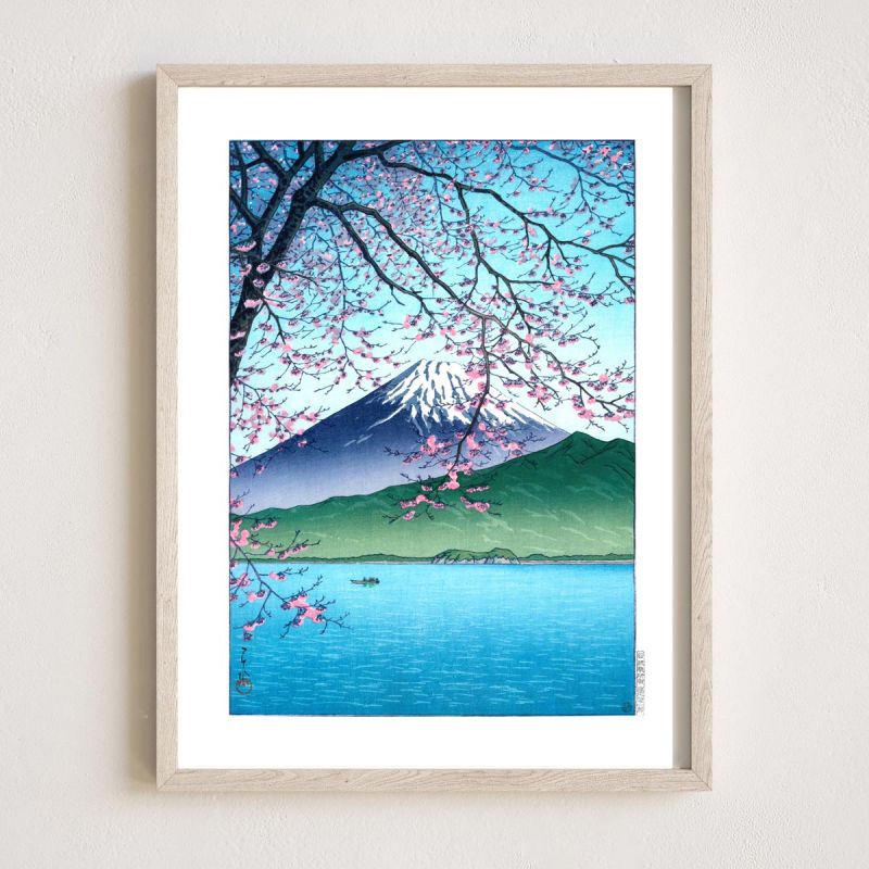 reproduccion impresa de Kawase Hasui, Monte Fuji desde Kishio