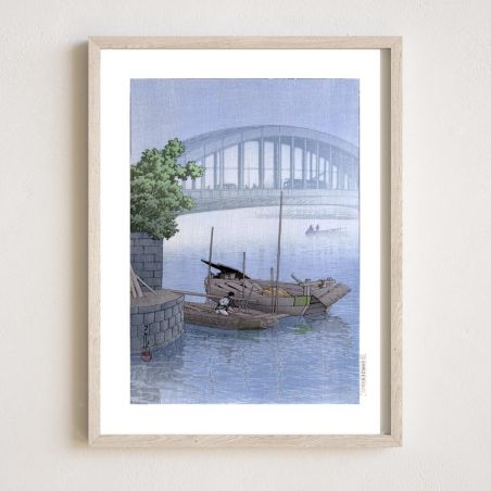 Druck Reproduktion von Kawase Hasui, Eitaibashi-Brücke