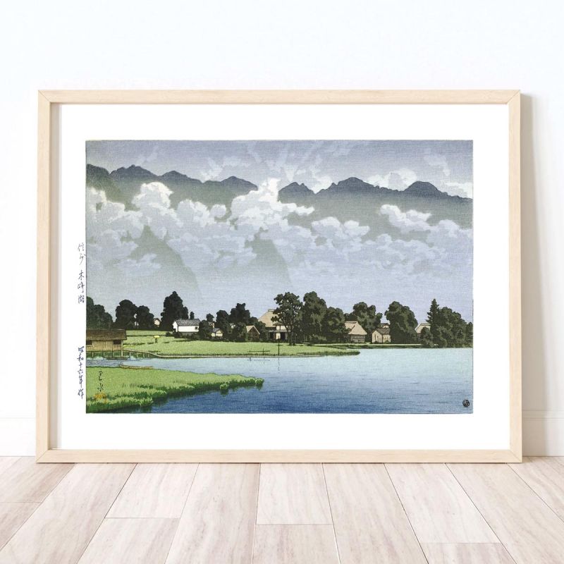 reproduccion impresa de Kawase Hasui, Lago Kizaki en Shinshu, Shinshu Kisaki Mizumi