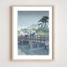 print reproduction of Kawase Hasui, Spring rain at Benkei Bridge, Benkei bashi no harusame