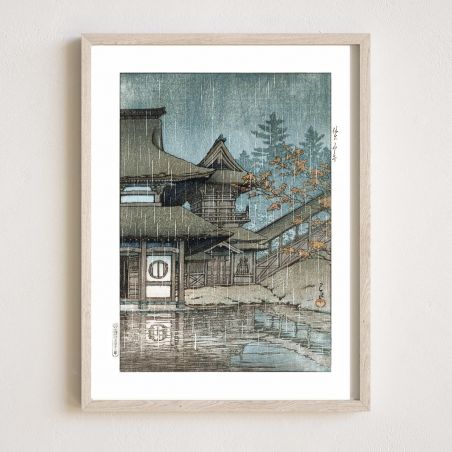 Reproduction d'estampe de Kawase Hasui, Le temple Yama, Sendai, Sendai Yamadera