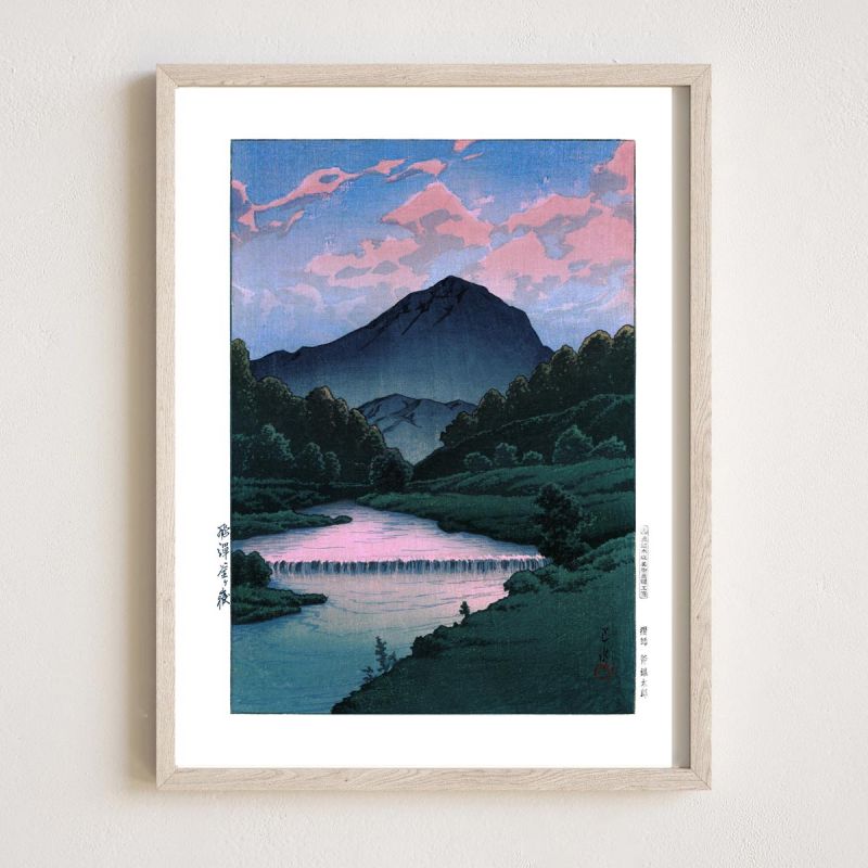 reproduccion impresa de Kawase Hasui, Monte Kamaga, Hida, Hida Kamagatake