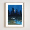 print reproduction of Kawase Hasui, Evening Moon in Nakanoshima, Sapporo, Sapporo Nakanoshima no Yuzuki