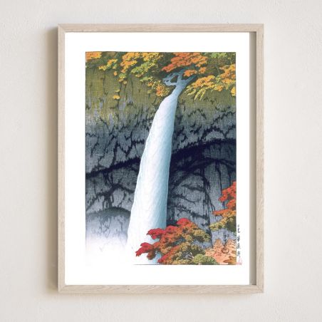 reproduccion impresa de Kawase Hasui, Cascadas de Kegon, Nikko y Kagen Taki