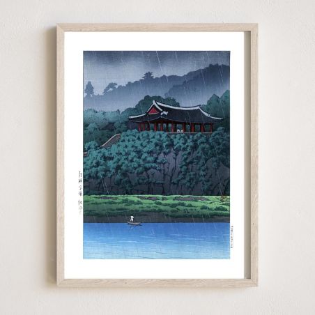 reproduccion impresa de Kawase Hasui, Templo Chunum, Montaña Chiri