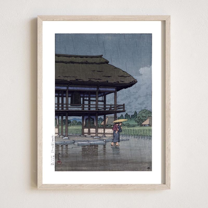 Reproduction d'estampe de Kawase Hasui,Temple Genzo, Miyazaki, préfecture de Saitama