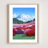 reproducción impresa de Kawase Hasui, Vista del monte Fuji desde un jardín de azaleas