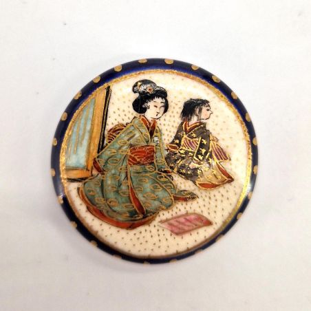 bouton vintage Satsuma, fin 19eme siècle début 20eme - 2 geisha