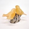 Small vintage lovebird ornament in yellow onyx - Japan, Art Deco 1940