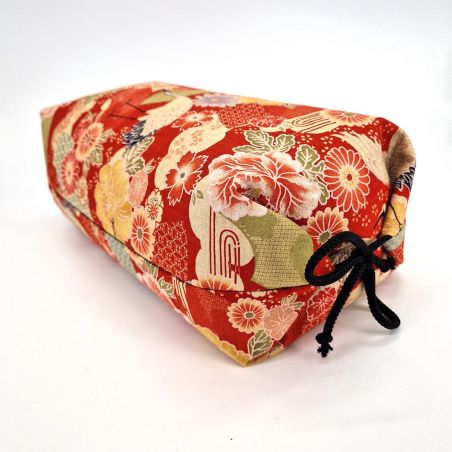 Makura cushion with removable red cover, TSURU pattern - 32cm