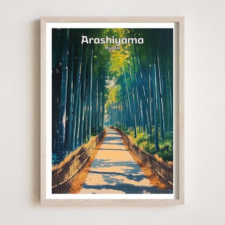 illustration japonaise de la forêt d'Arashiyama à Kyoto, by ダヴィッド