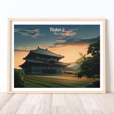 Illustrazione giapponese del tempio buddista Tōdai-ji a Nara, di ダヴィッド