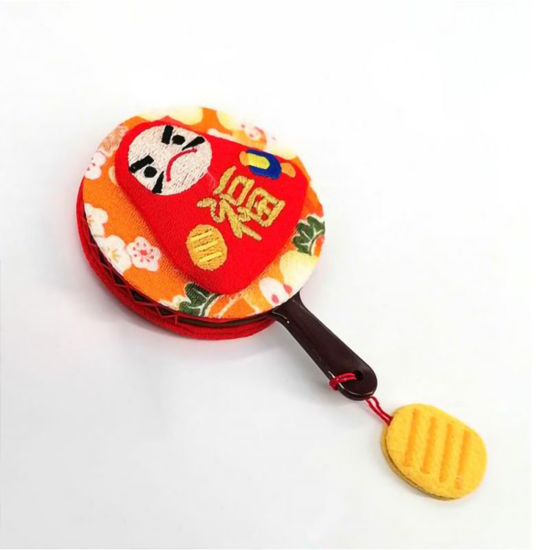 Japanischer Daruma Taschenspiegel in Chirimen - DARUMA KAGAMI