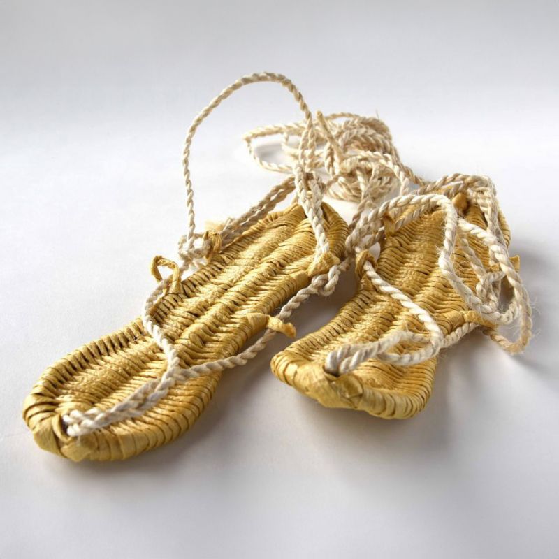 Pair of traditional Japanese waraji sandals in vinyl and hemp rope