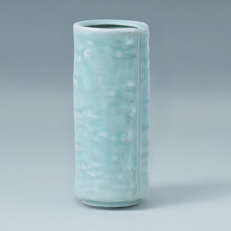 Tall turquoise Japanese vase - TAKOIZU