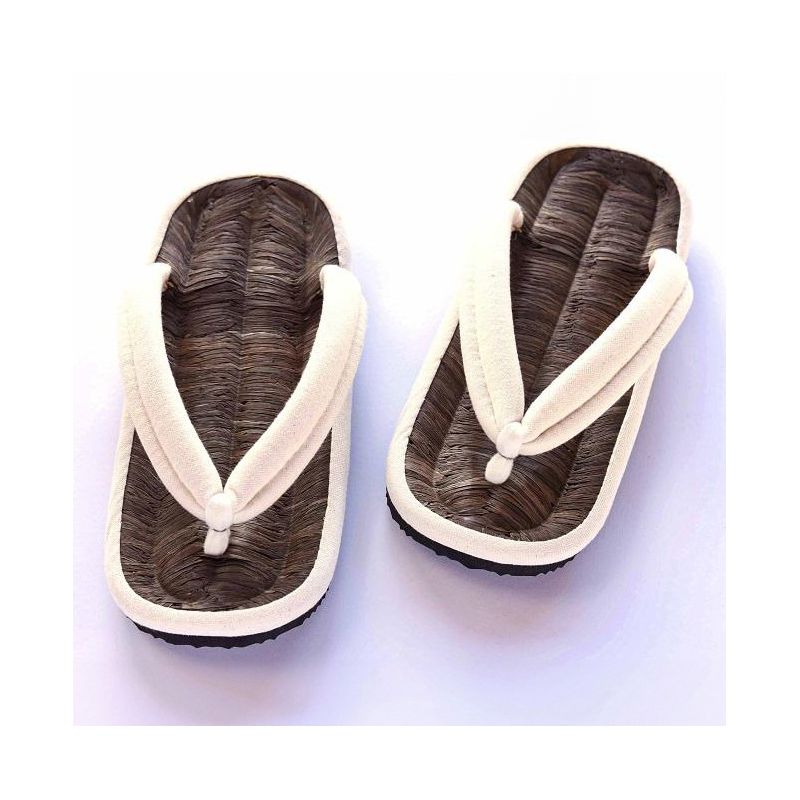 paire de sandales japonaises zori, BAMBOO HEMPU, blanc