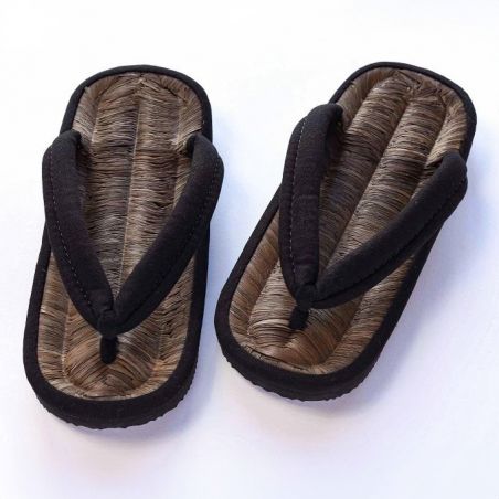 paire de sandales japonaises zori, BAMBOO HEMPU, noir