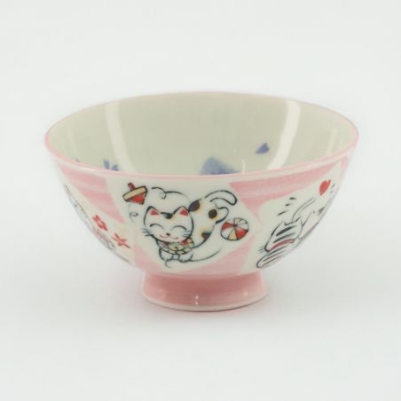 Japanese ceramic rice bowl, MANEKINEKO, cat