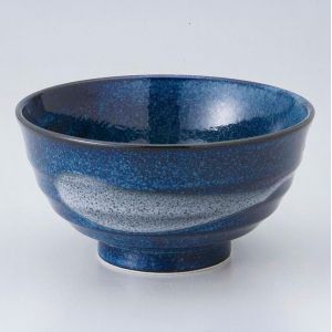 Bol japonais donburi en céramique bleu et noir - KAIYO - 17cm