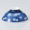 Japanese ceramic rice bowl, blue and white - MOMIJI SAKURA